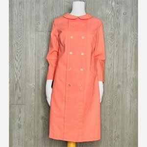 Vintage jeri Ann coral pink / orange dress with button front retro 50s mrs maise